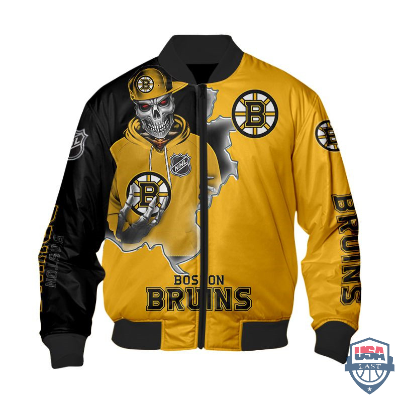 NHL Boston Bruins Death Skull Bomber Jacket