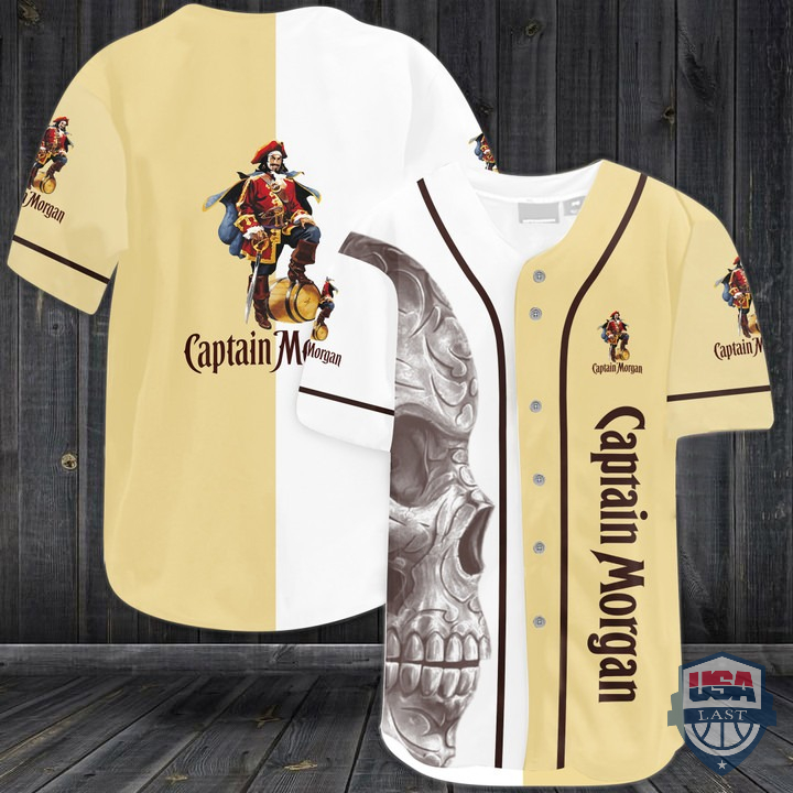 NEW Captain Morgan Skull Baseball Jersey Shirt