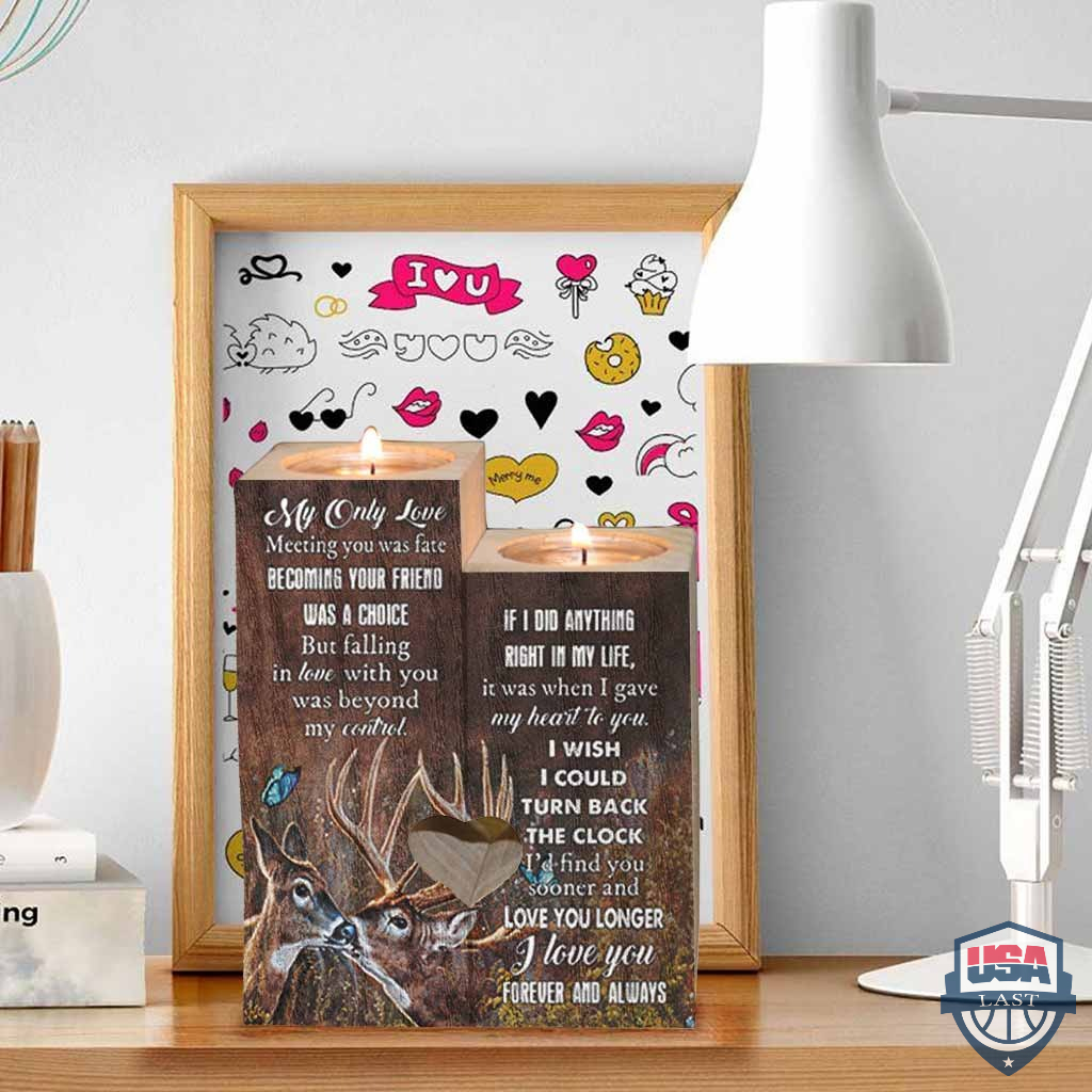 To My Love Valentine Deer Couple Candle Holder