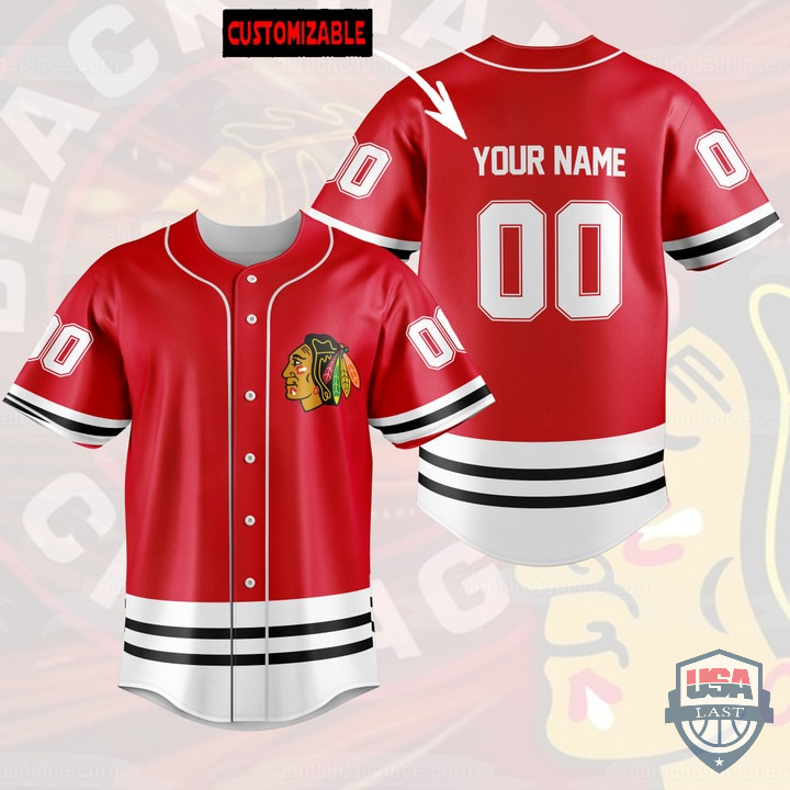 NEW Personalized Chicago Blackhawks NHL Baseball Jersey Shirt