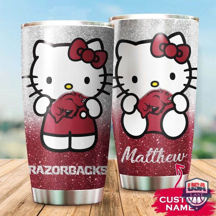 Arkansas Razorbacks Hello Kitty Custom Name Tumbler