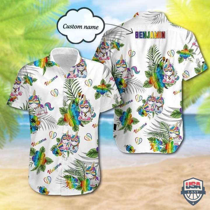 Unicorn LGBT Custom Name Hawaiian Shirt