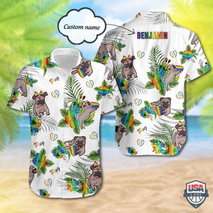 Pug LGBT Custom Name Hawaiian Shirt