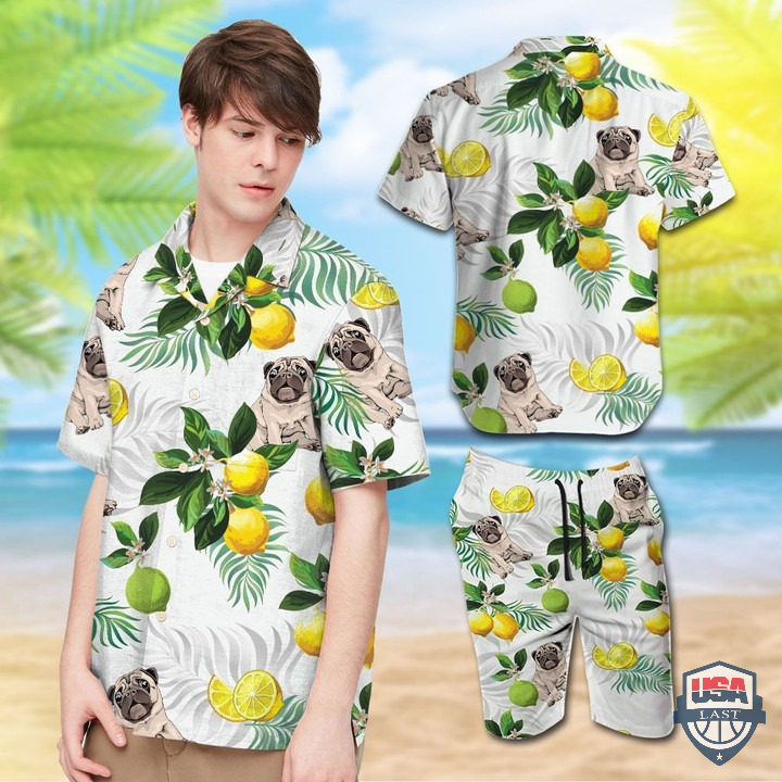 Pug Lemon Hawaiian Shirt Beach Shorts