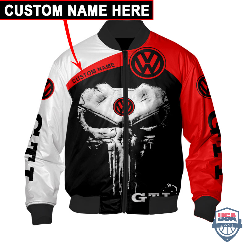 Amazing Volkswagen GTI Punisher Skull Custom Name Bomber Jacket