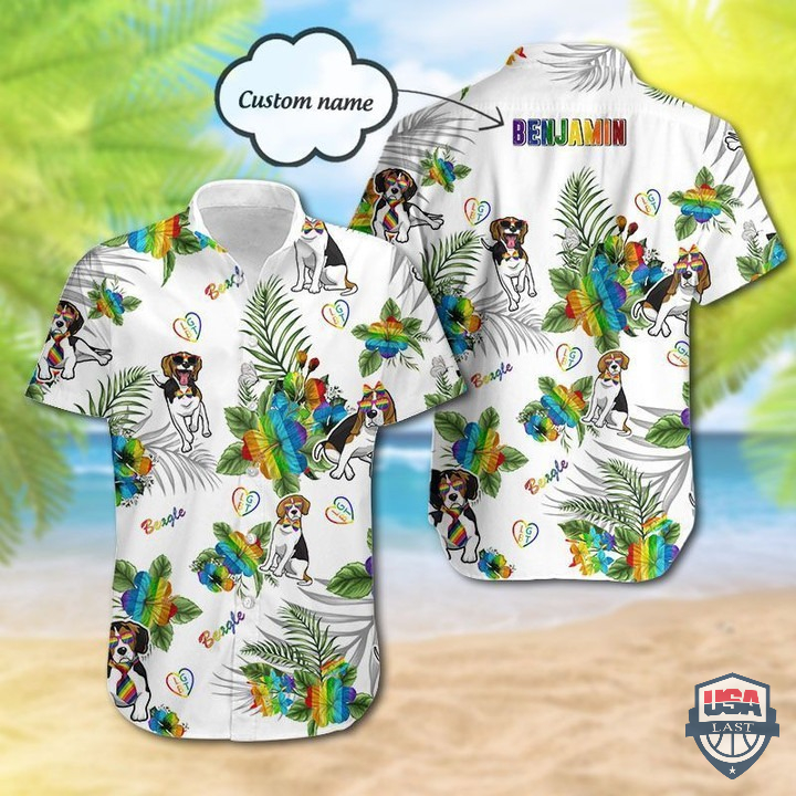 Beagle LGBT Custom Name Hawaiian Shirt