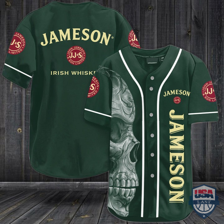 NEW Jameson Irish Whiskey Skull Baseball Jersey Shirt