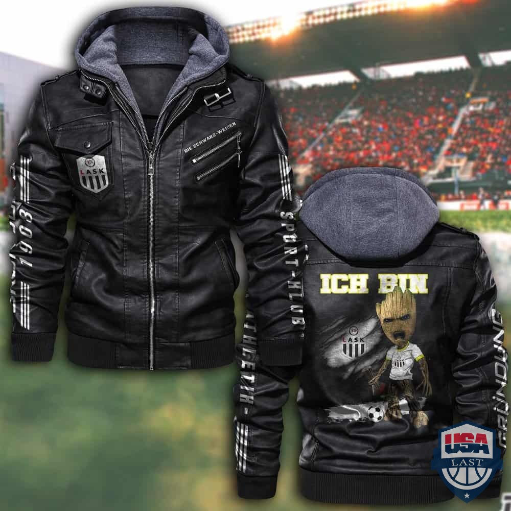 LASK Linz FC Baby Groot Lederjacke mit Kapuze