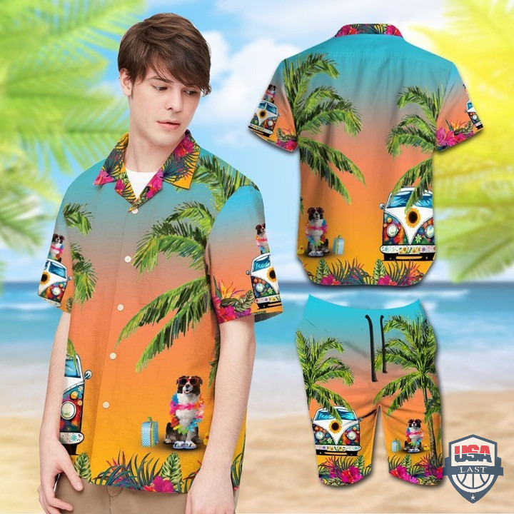 Border Collie Aloha Hawaiian Shirt And Shorts