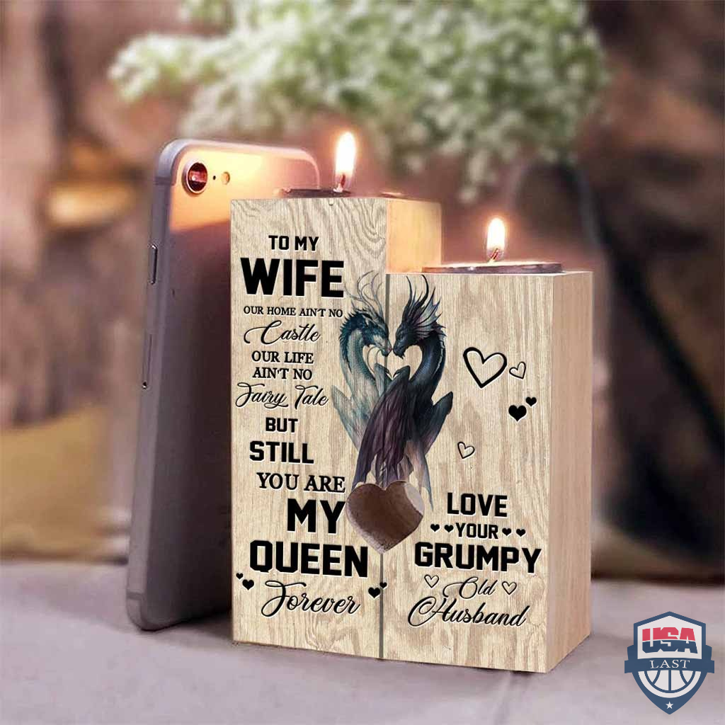 To My Wife Dragon Couple Candle Holder