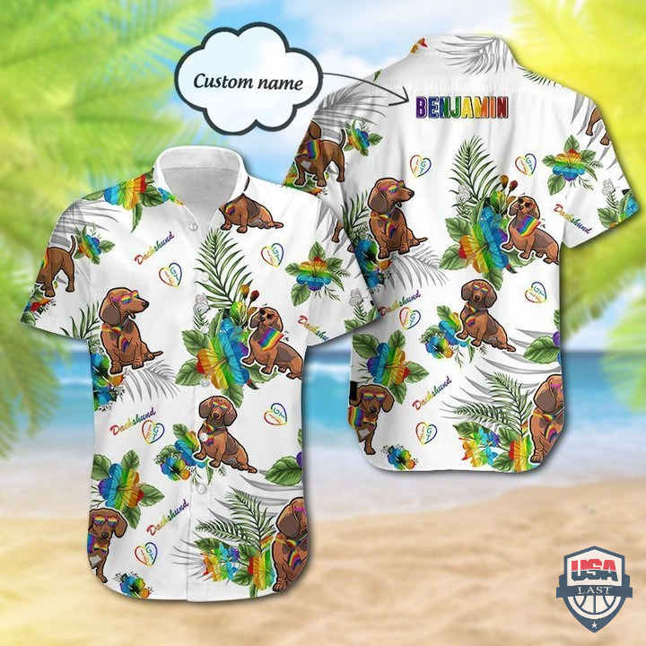 Dachshund LGBT Custom Name Hawaiian Shirt