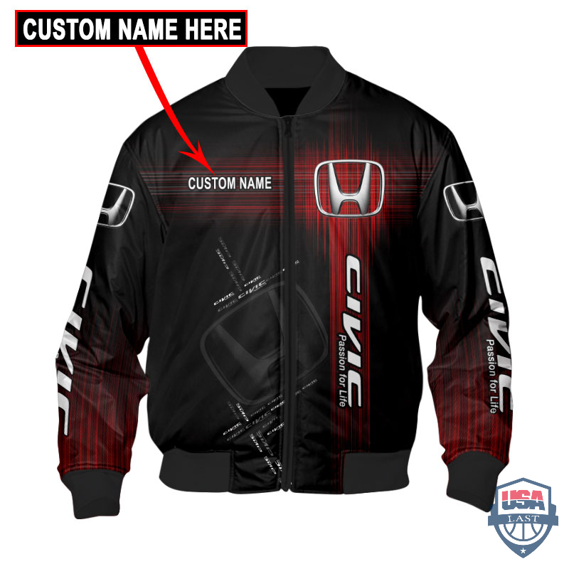 Amazing Honda Civic Flash Custom Name Bomber Jacket