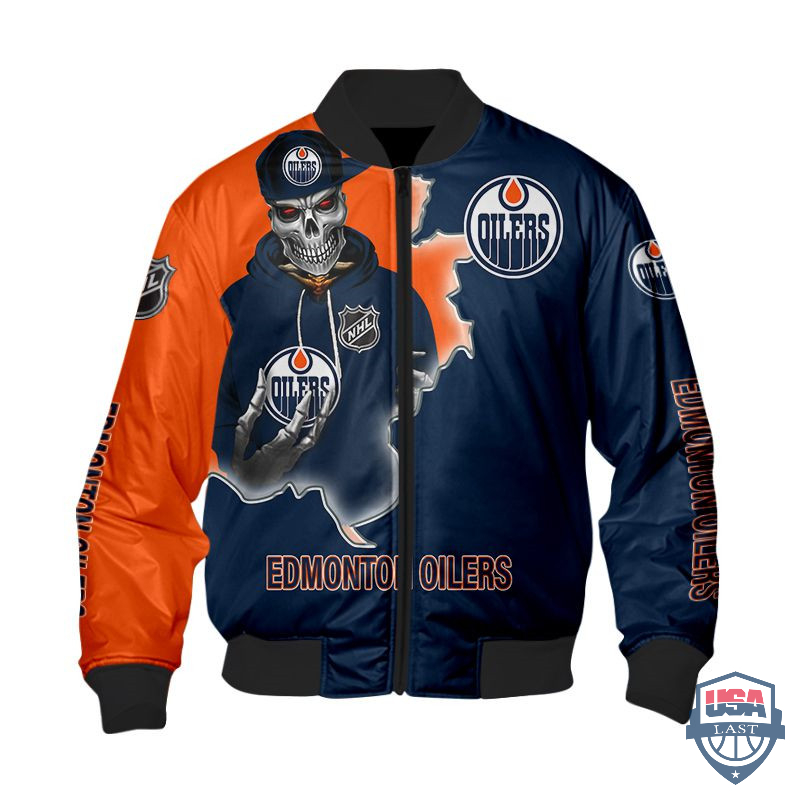 NHL Edmonton Oilers Death Skull Bomber Jacket