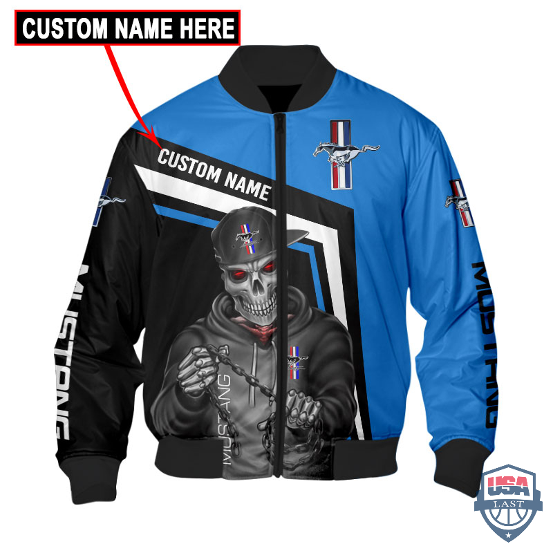 Amazing Ford Mustang Ghost Rider Custom Name Bomber Jacket