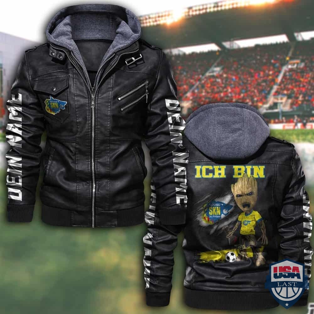 Personalisiert SKN St. Pölten FC Lederjacke mit Kapuze