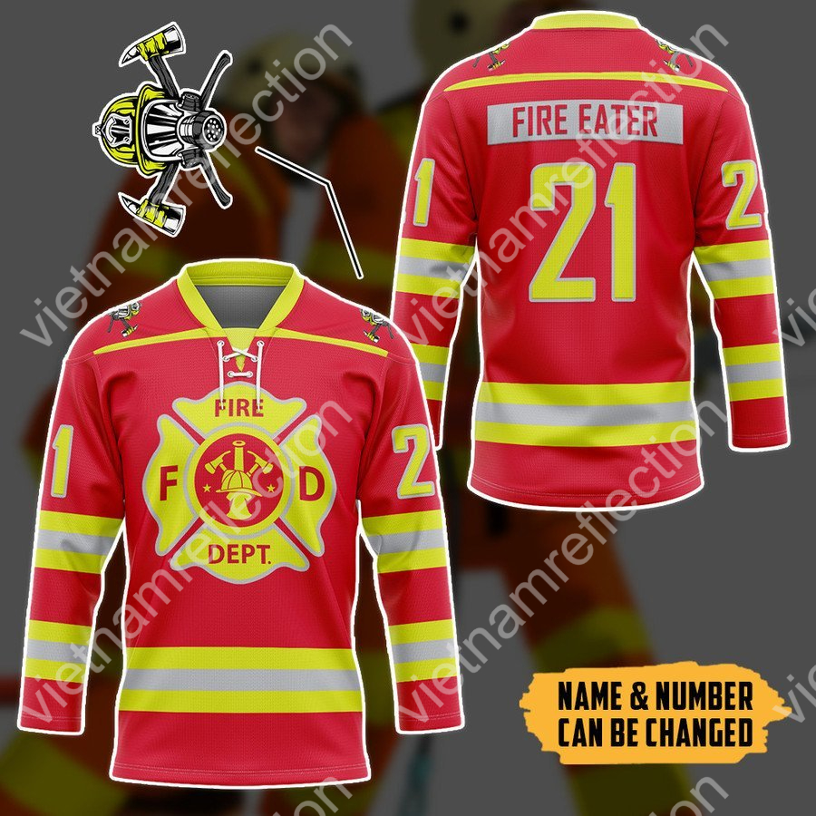 Personalized Firefighter Fire Department hockey jersey