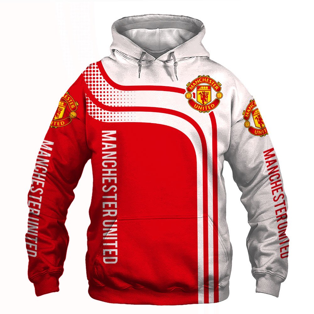 HOT Manchester United white red Full Print 3D shirt, hoodie