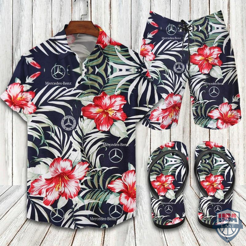 Mercedes Floral Hawaiian Shirt Beach Short