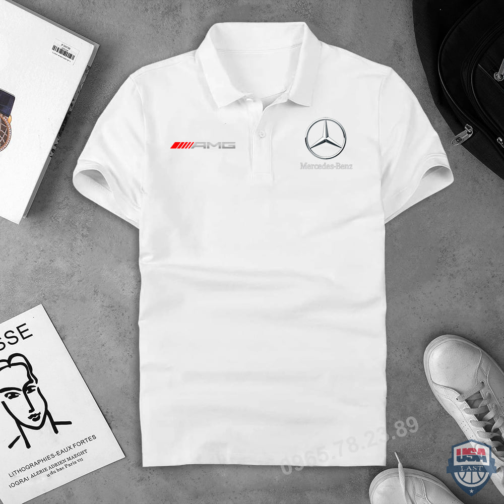 Mercedes AMG White 3D Polo Shirt