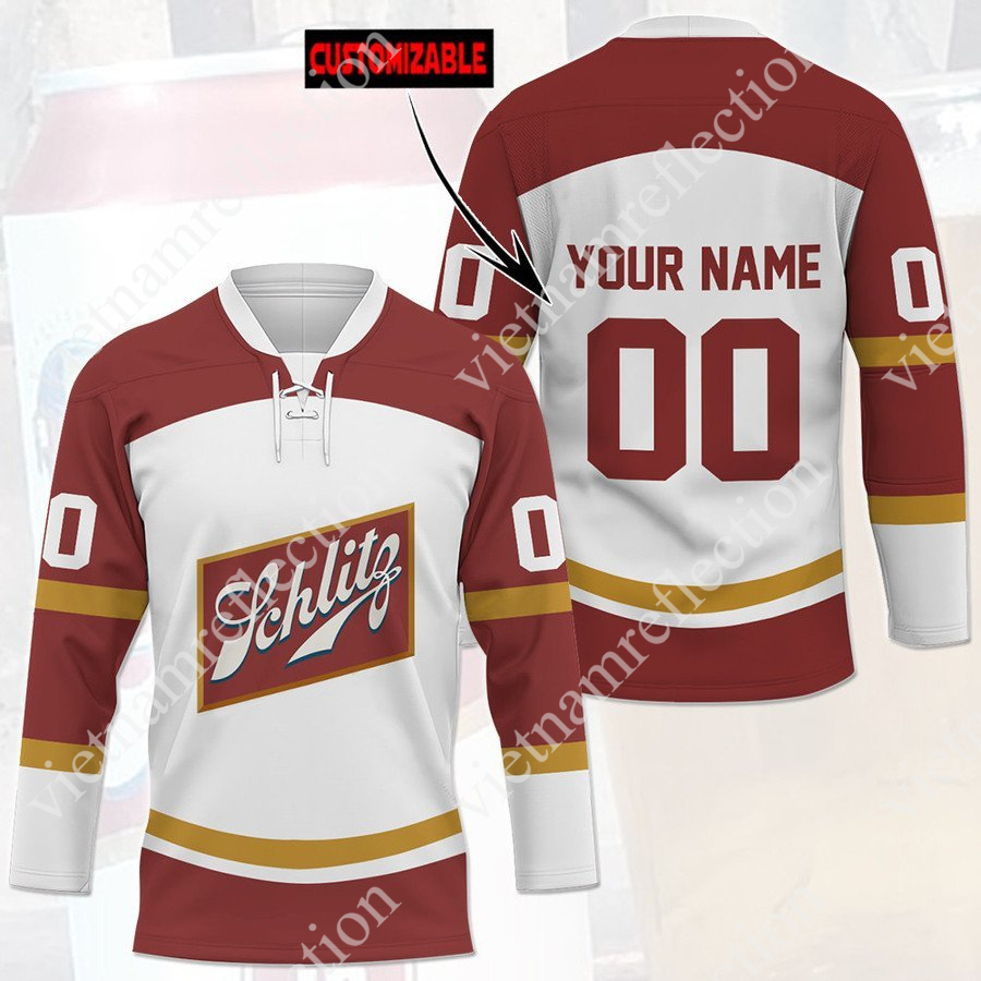 Personalized Schlitz beer hockey jersey