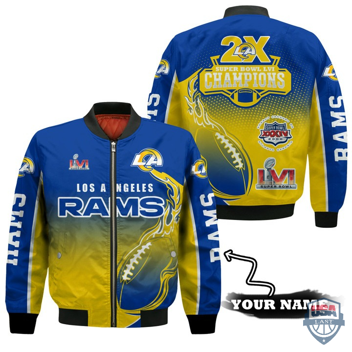 NFL Los Angeles Rams 2X Super Bowl LVI Champions Bomber Jacket
