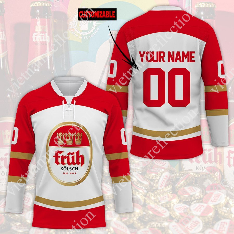 Personalized Fruh Kolsch beer hockey jersey