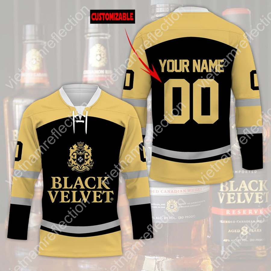 Personalized Black Velvet whisky hockey jersey