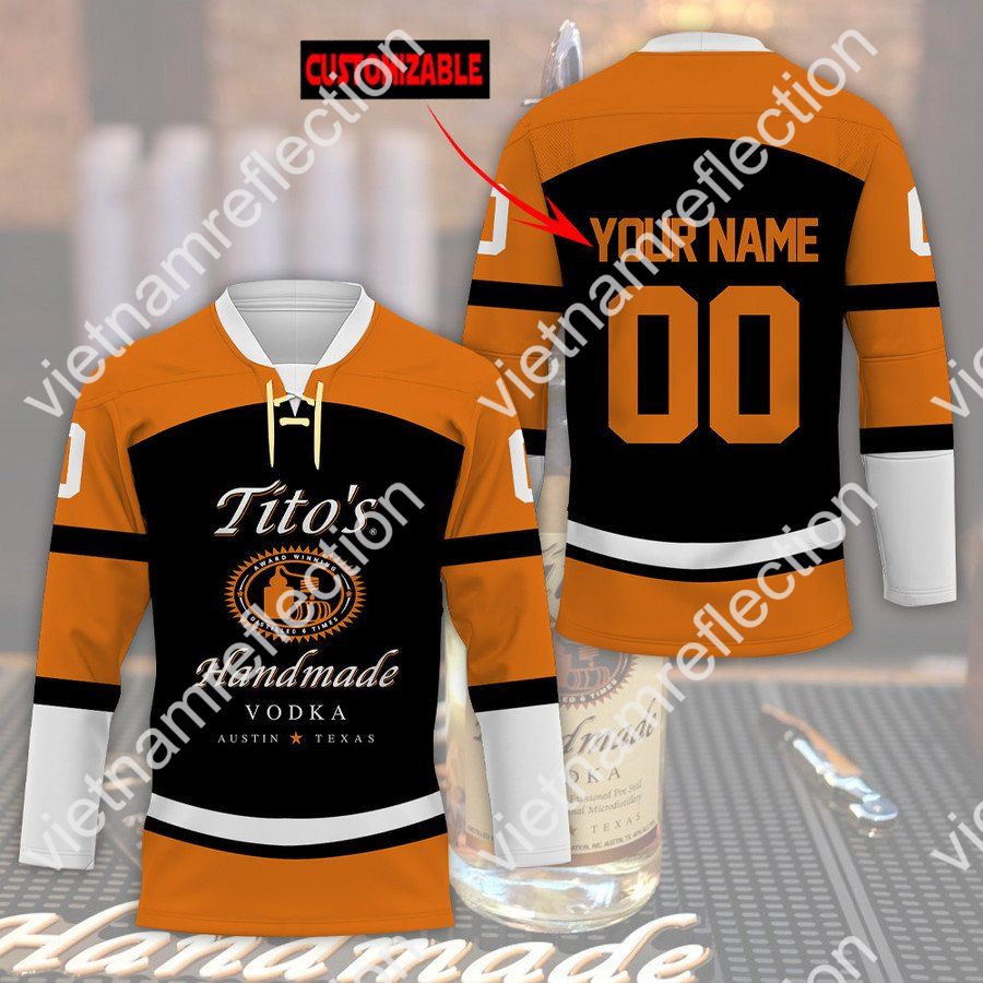Tito’s Handmade Vodka custom name and number hockey jersey