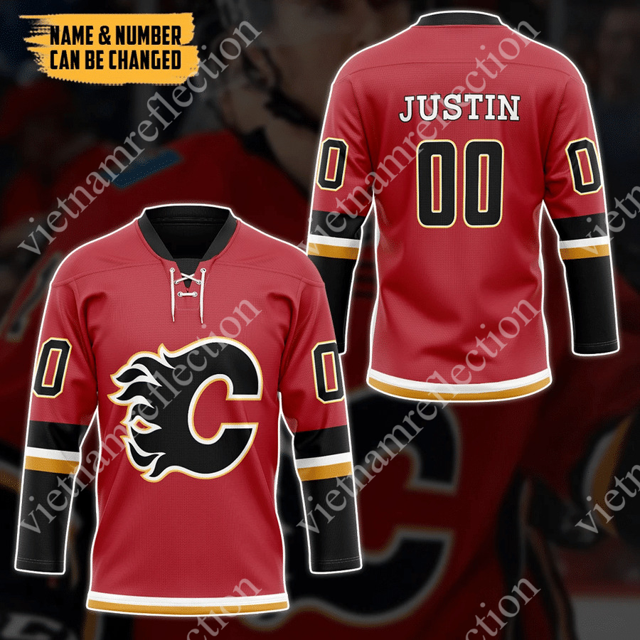 Personalized Calgary Flames NHL red hockey jersey