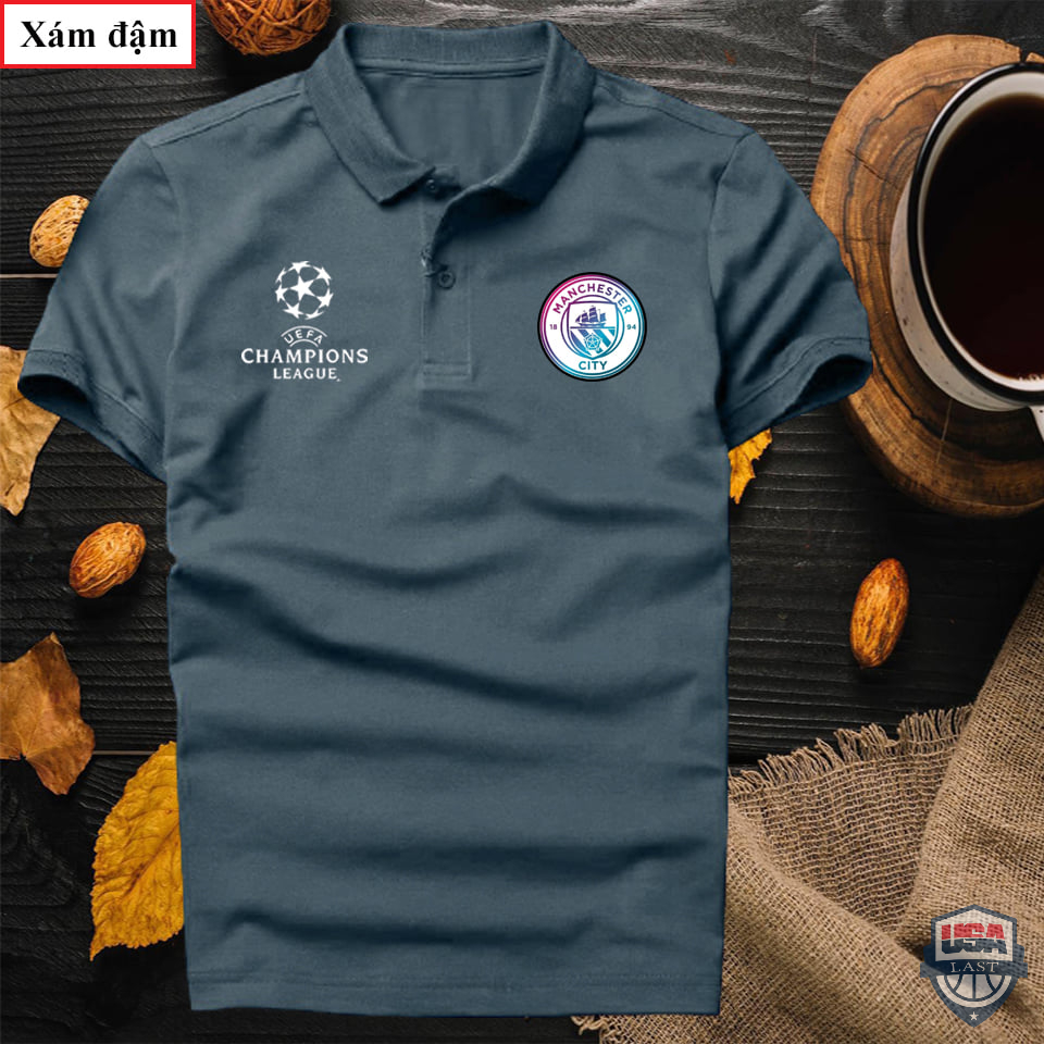 Manchester City UEFA Champions League Dark Grey Polo Shirt