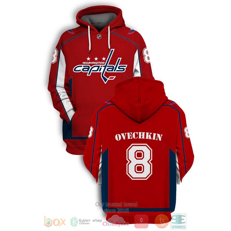 NEW Alexander Ovechkin 8 Washington Capitals NHL red 3D shirt, hoodie