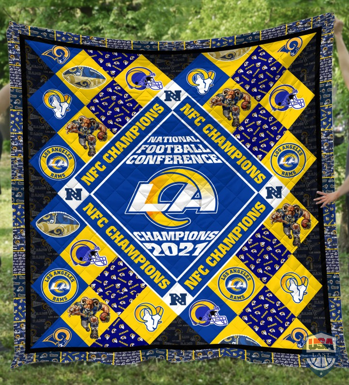 Los Angeles Rams 2021 NFC National Football Conference Champions Quilt Blanket
