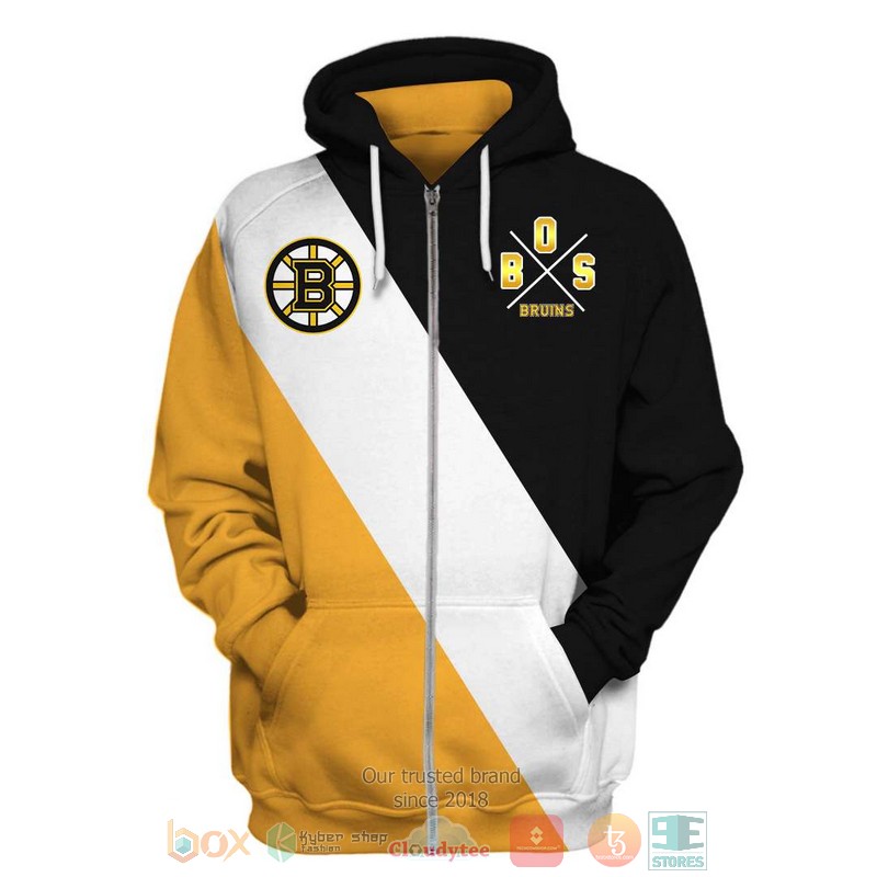 NEW Boston Bruins NHL yellow white black 3D shirt, hoodie