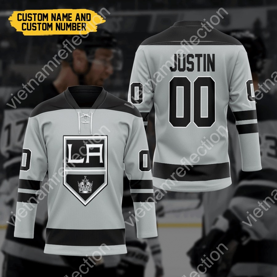 Personalized Los Angeles Kings NHL grey hockey jersey