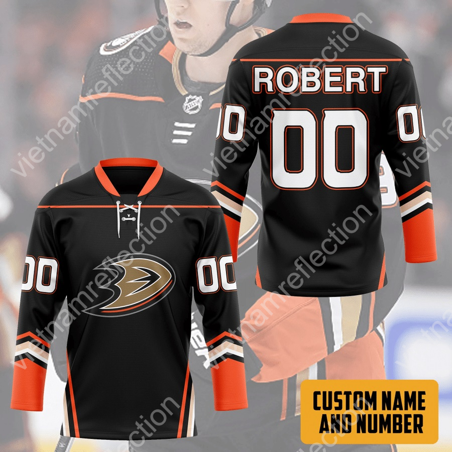 Personalized Anaheim Ducks NHL black hockey jersey