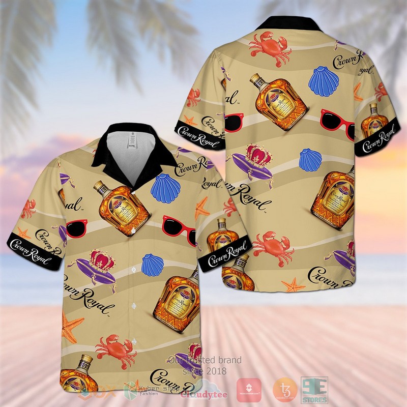 NEW Crown Royal khaki Hawaiian Shirt