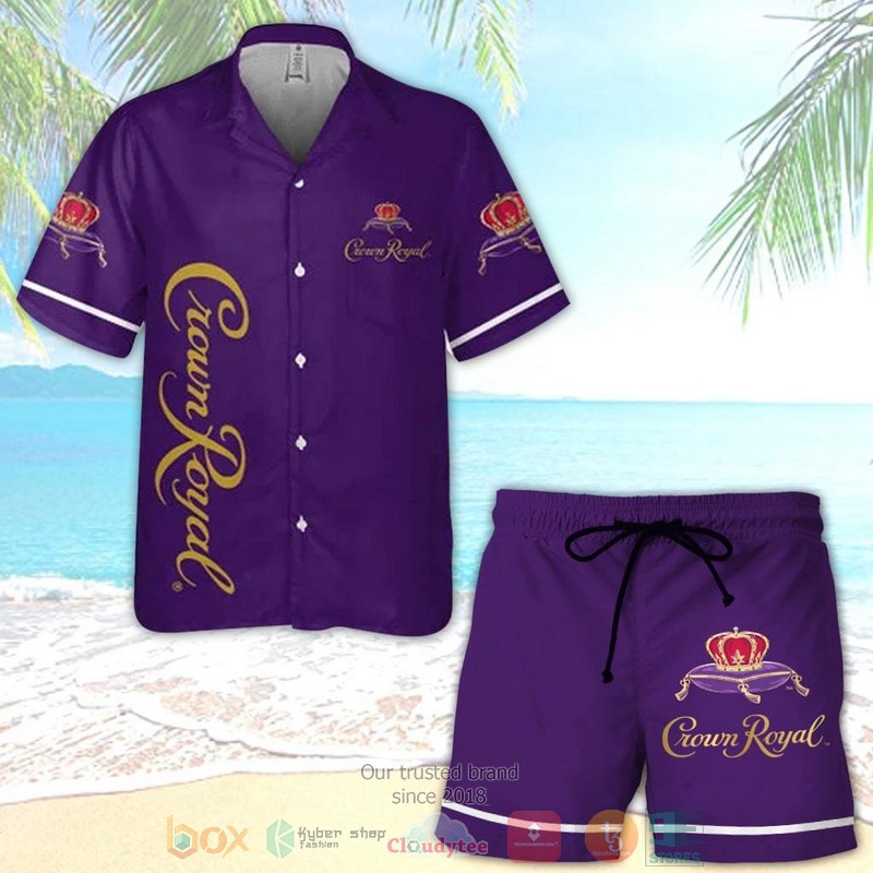 NEW Crown Royal purple Hawaiian Shirt, shorts