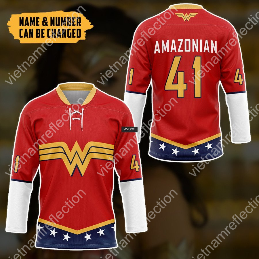 Personalized Wonder Woman hockey jersey