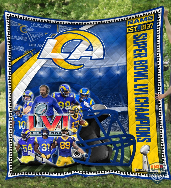 Los Angeles Rams EST 1937 Super Bowl LVI Champions Quilt Blanket
