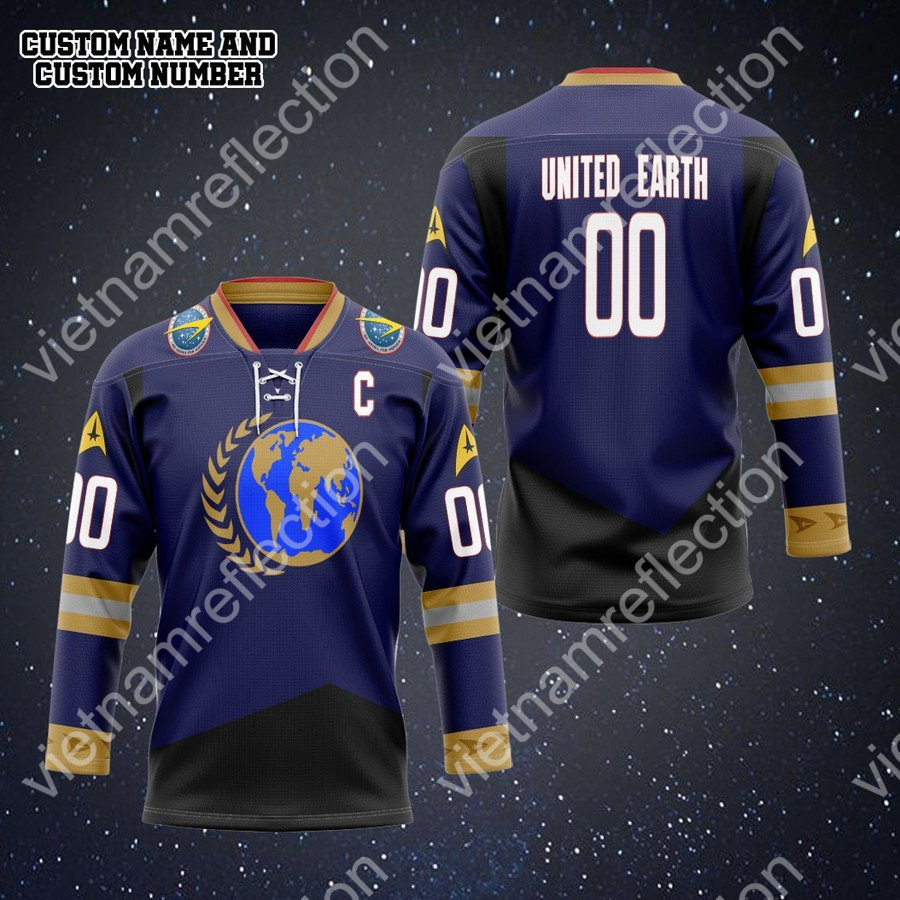 Personalized Star Trek United Earth hockey jersey