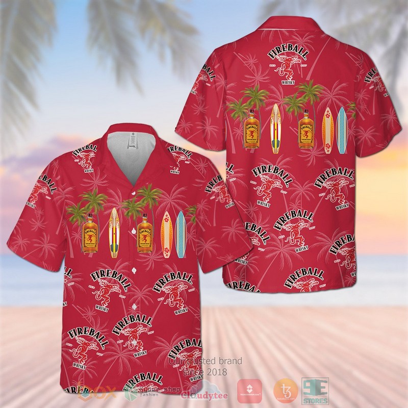 NEW Fireball Cinnamon Whisky Hawaiian Shirt