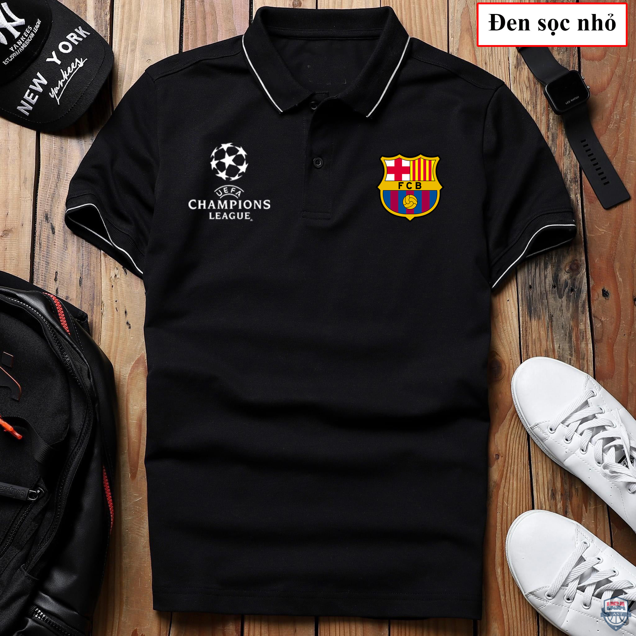 Barcelona UEFA Champions League Black Polo Shirt