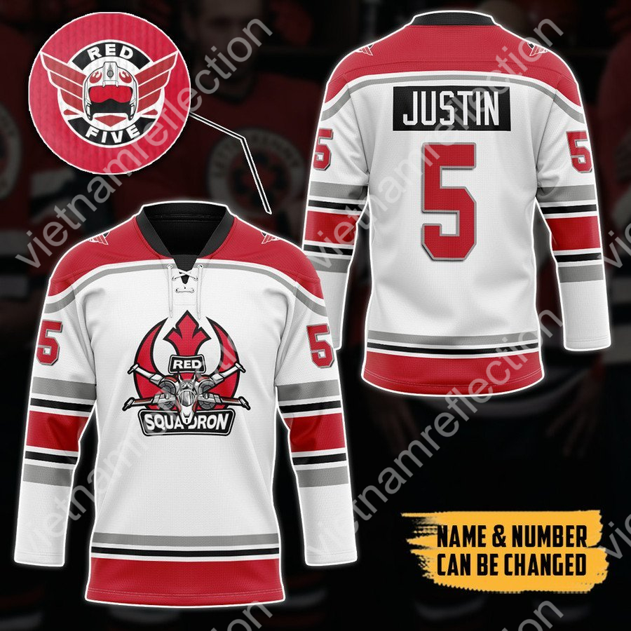 Personalized Red Squadron Skywalker hockey jersey