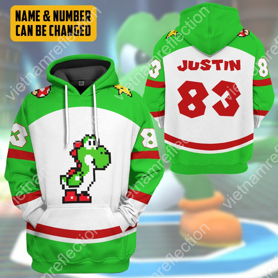 Personalized Super Mario Yoshi sports 3d hoodie t-shirt apparel