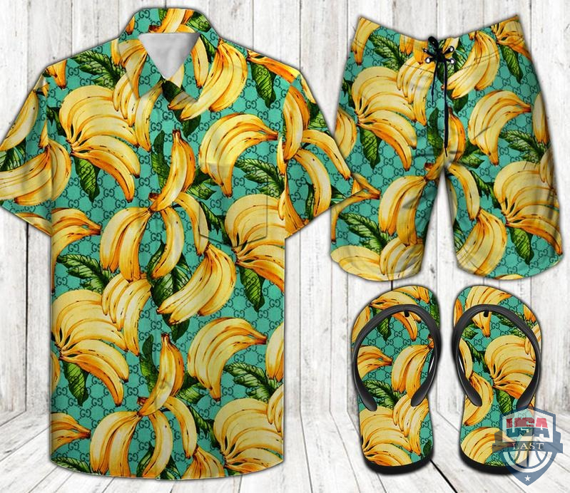 Banana Hawaiian Shirt Beach Short And Flip Flops