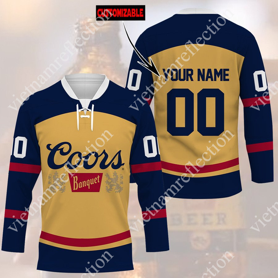 Personalized Coors Banquet beer hockey jersey