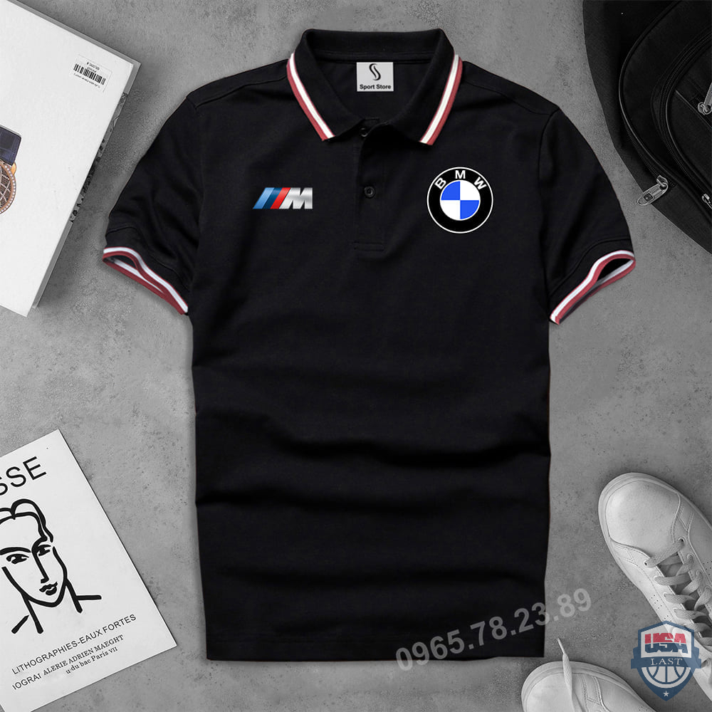 BMW White And Red Line 3D Polo Shirt