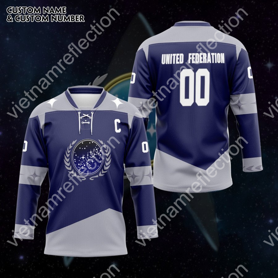 Personalized Star Trek United Federation of Planets hockey jersey