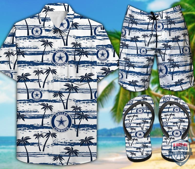 Dallas Cowboys Hawaiian Shirt Beach Short And Flip Flops