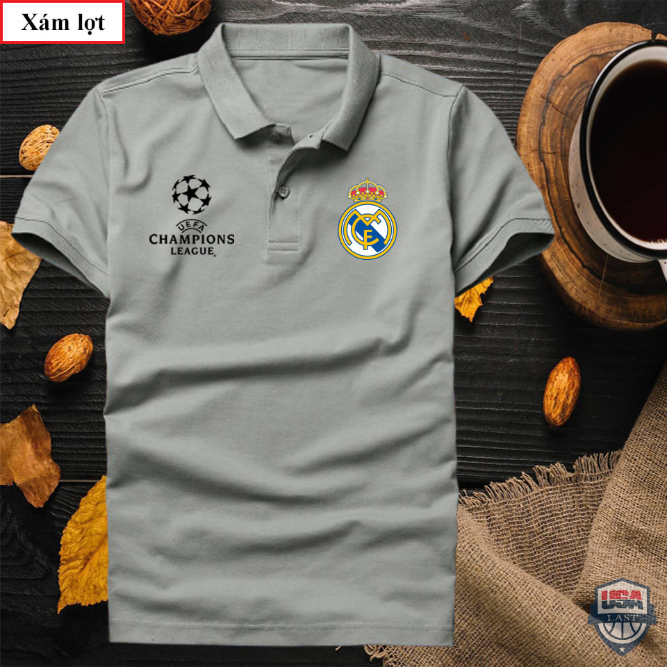 Real Madrid UEFA Champions League Grey Polo Shirt